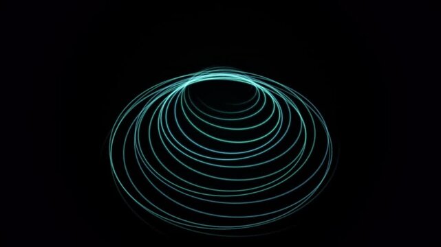 Abstract Concentric Circular Rings Forming a Glowing Geometric Tunnel with Futuristic Blue Digital Motion