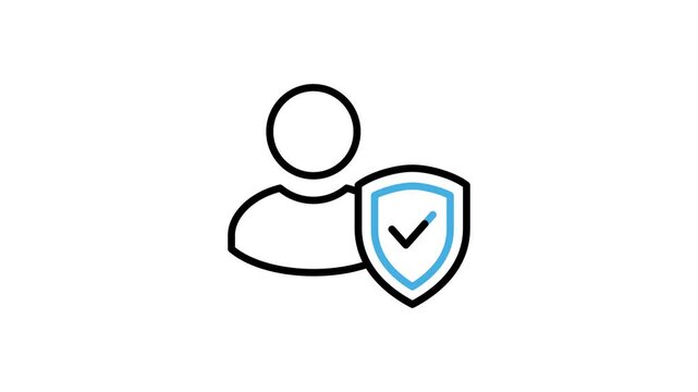 People with shield protection icon animation with checkmark symbol for security, secure, safety, safe, guarantee, protect, privacy, access, defense, insurance. Motion graphics with alpha channel