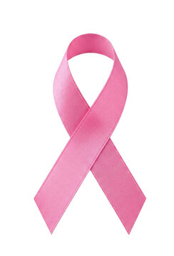 Pink ribbon symbol for breast cancer awareness isolated on transparent background
