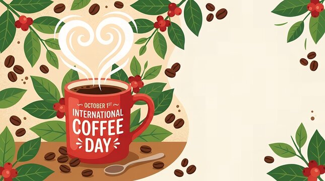 International Coffee Day Celebration Illustration