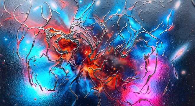 Dynamic Neon Blue and Pink Liquid Splash Abstraction Cyberpunk Glowing Texture