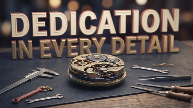 Professional watchmaker tools and intricate clockwork parts displayed for a creative laboure day celebration of skilled manual labor