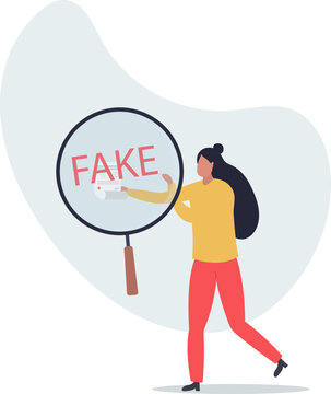 Fake document, wrong information verification or fake news inspection.life and employment of people.flat design.