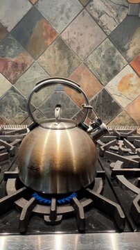 A tea kettle whistling