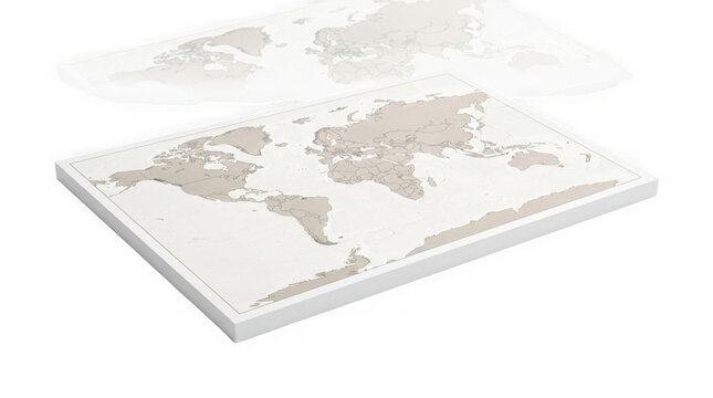 Isometric 3d world map illustration on paper sheets