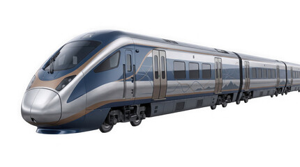 Naklejka premium Modern silver and blue high speed passenger train