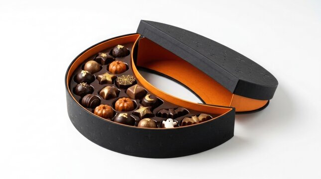 Halloween chocolate assortment in a crescent moon shaped gift box