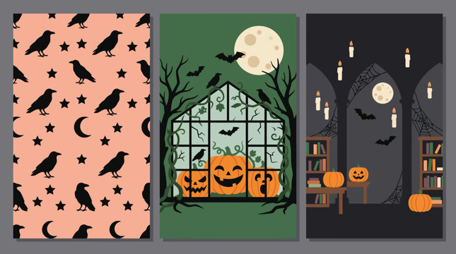 Spooky halloween backgrounds a collection of eerie and delightful designs for festive celebrations and autumnal decorating projects