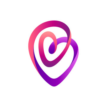 Pin Point Logo Combination with Heart Shape