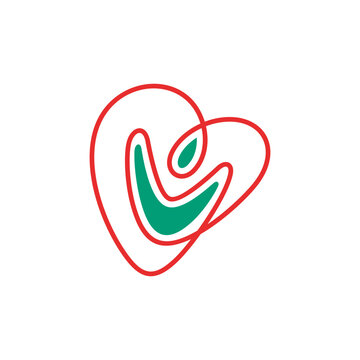 Childcare Logo with Heart and Children Shape Element Combination
