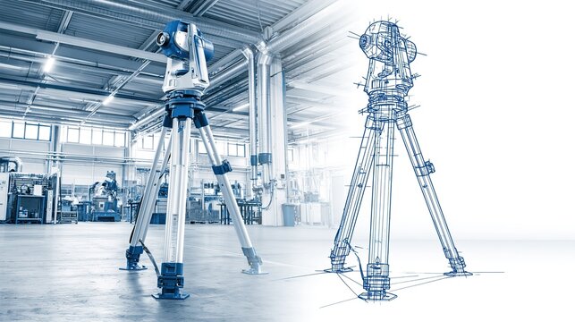 Precision Surveying Tools in Industrial Workshop