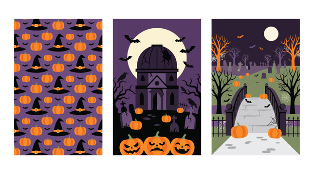 Spooky and delightful halloween backgrounds a collection of eerie and festive designs for your autumn celebrations and digital projects
