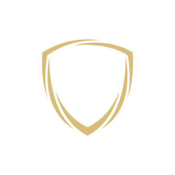 Luxury Shield Frame Logo Template with Empty Place in Gold Color