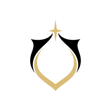 Elegant Shield Frame Logo Template with Star Element and Empty Place