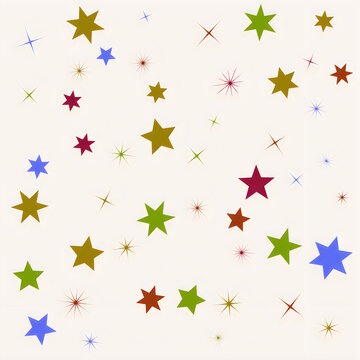 Colorful stars and crosses scattered pattern