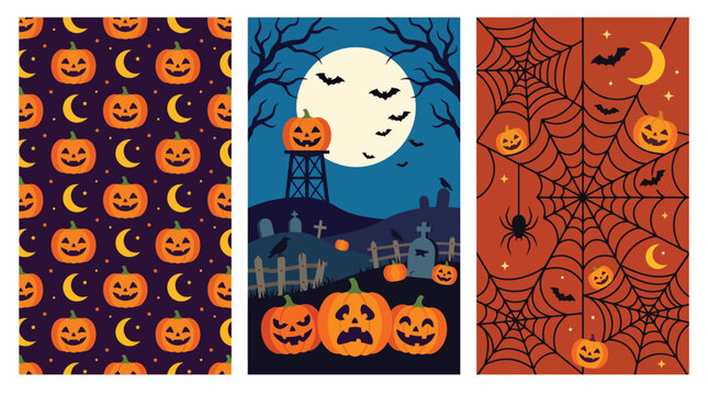 Spooky and delightful halloween backgrounds a collection of festive patterns moonlit scenes and jack o' lantern designs for your seasonal celebrations