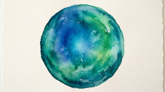 Vibrant watercolor planet illustration with cosmic swirls and dreamy texture