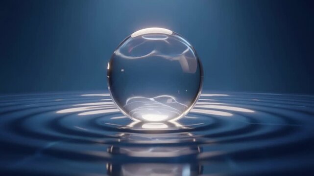 Premium 3D Glass Sphere VFX Loop with Futuristic Blue Lighting