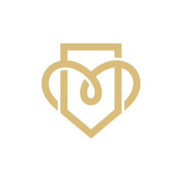 Shield and Heart Emblem Logo Template