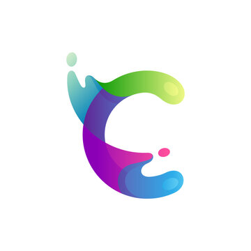 Initial C Letter Logo with Water Splash Variation