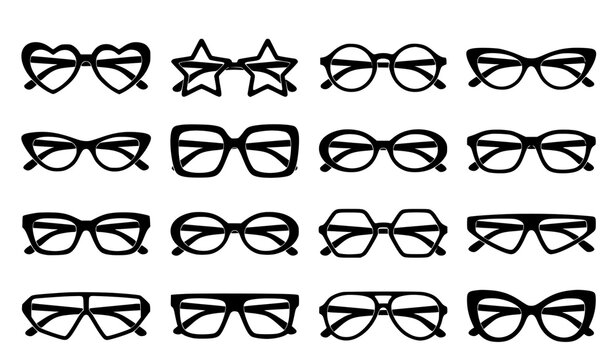 Untitled design Fashion eyeglasses vector collection with heart star round cat eye and geometric frame designs