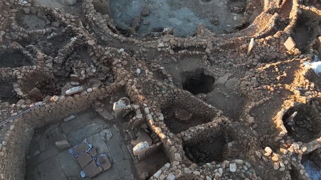 Karahan Tepe Neolithic, Prehistoric, Monument Drone Video,  Karahan Tepe Ancient Site Video, Haliliye Sanliurfa, Turkiye (Turkey)