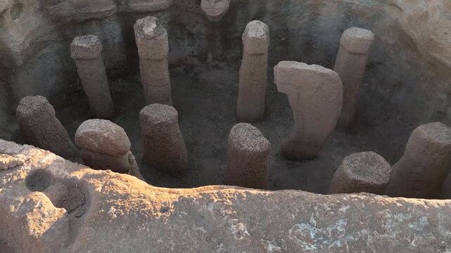 Karahan Tepe Neolithic, Prehistoric, Monument Drone Video,  Karahan Tepe Ancient Site Video, Haliliye Sanliurfa, Turkiye (Turkey)