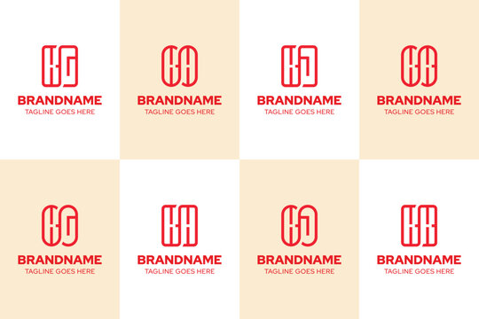 Letters KG KH KJ KK Monoline Logo Set, symbolizing clarity, simplicity, and modern identity