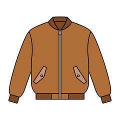 Brown bomber jacket with zipper and pockets, flat design © dare