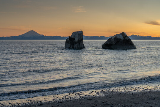 Alaska mountains, glacier, forest, view of Homer spit