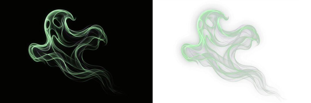 Green smoke ghost shape isolated on transparent background