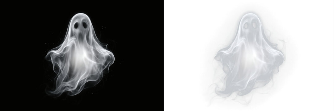 Ethereal ghost spirit made of smoke isolated on transparent background