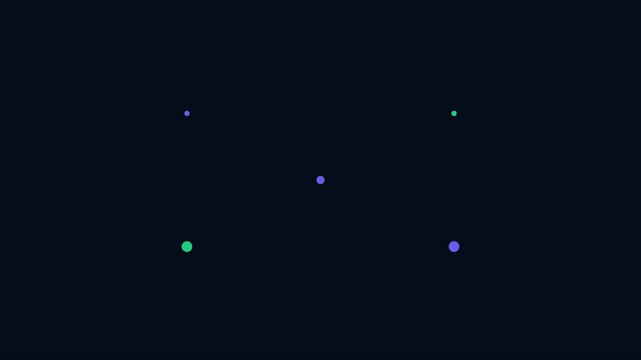 Minimalist abstract motion animation 4k background, with pulsing neon, dots and geometric, shapes on dark, blue backdrop