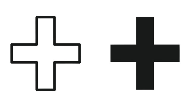 Simple plus sign math symbol vector isolated on white background for medical or arithmetic design concepts