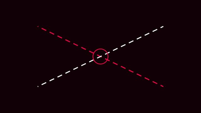 Minimalist abstract motion with intersecting dashed lines and central circle animation 4k