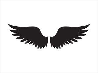 Obraz premium Wings icon, Angel wings logo silhouette flat vector illustration