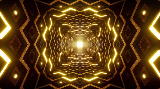 Zigzag Light Gold Tunnel VJ Loop