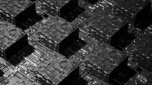 Black sci fi boxes background