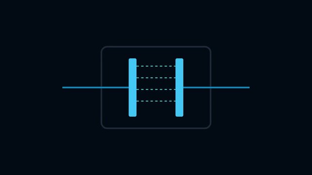Minimalist capacitor electronic component symbol animation for circuit and engineering projects 4k