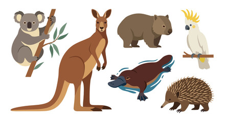 Naklejka premium Cute Australian Animals Collection Isolated