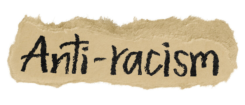 Anti-racism png word sticker, ripped paper typography, transparent background