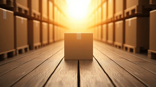 inventory management supply Boxes of supplies stacked on pallets, warehouse interior, well managed supply chain and storage