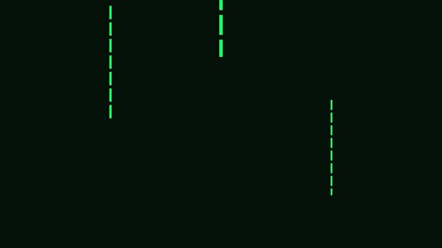 Minimalist green dashed line animation on 4k black background, for modern motion, lines
