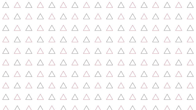 Triangle outline seamless pattern, black and red triangles in staggered rows, minimal line art on transparent background