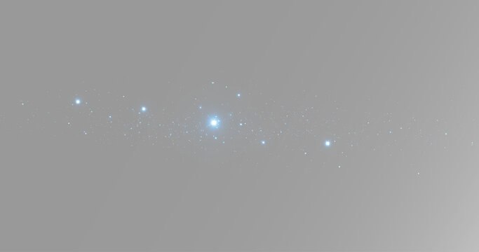 blue dust trail with tiny cyan particles, glowing points and soft sparkles