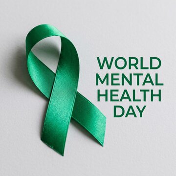 World mental health day green awareness ribbon symbol healthcare concept