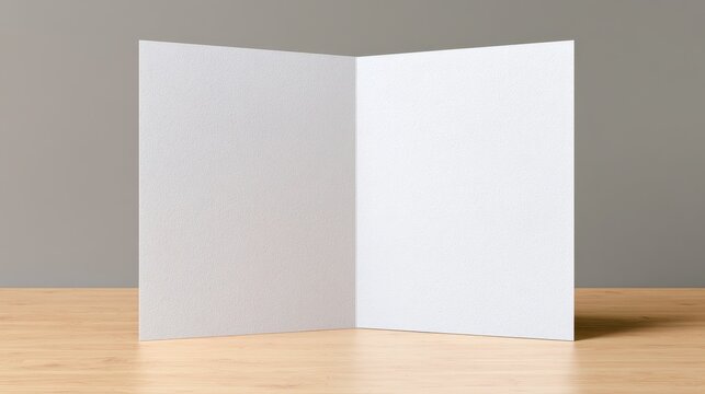 Perspective view of a blank bi-fold template for invitations in a professional design mockup