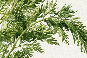 Fototapeta premium Green dill botanical study with feathery fronds and light shading