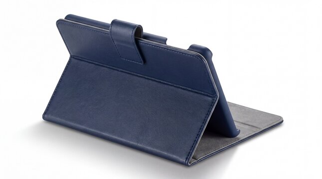 Midnight Blue Tablet Case Isometric Angle with Magnetic Folio Stand