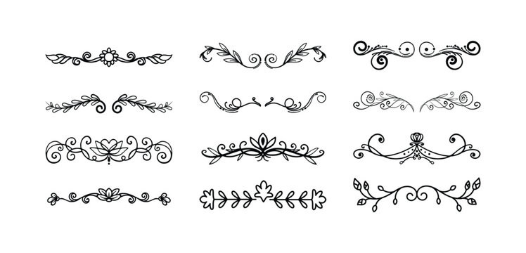 A diverse collection of hand drawn brushstroke eyebrow shapes ideal for beauty cosmetic and makeup design